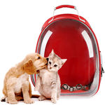 Mochila Pet Panorâmico Design Astronauta Cães Gatos Vermelho