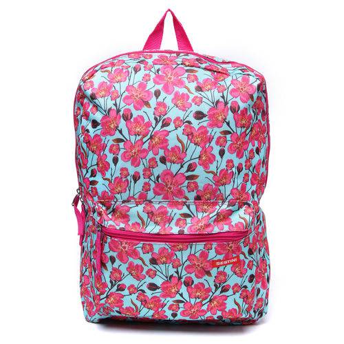 Mochila Sestini Floral G Azul/Rosa