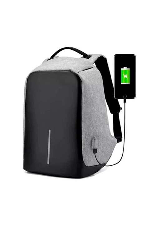 Mochila Thata Esportes Anti-furto Compartimento para Notebook Laptop Saída USB Carregamento de Dispositivos Cinza