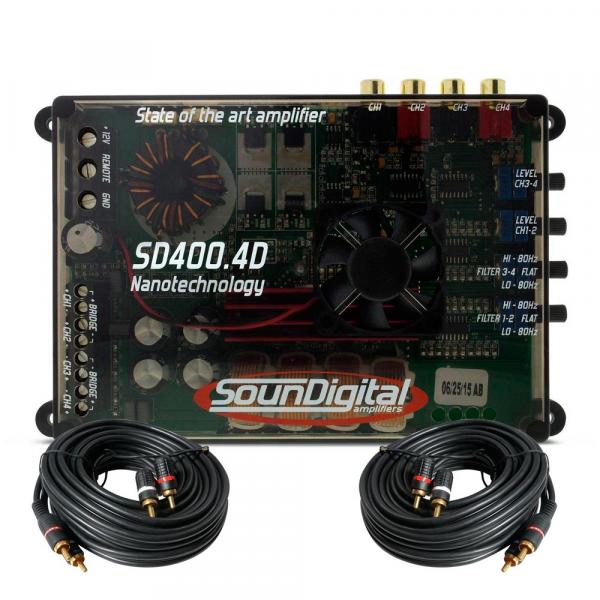 Módulo Amplificador Soundigital Sd400.4d Mini 400w Rms 2 Ohms + Cabo Rca
