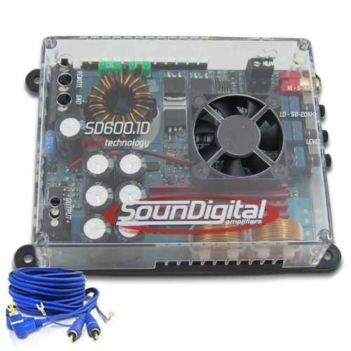 Módulo Amplificador Soundigital Sd600.1d Mini 1x 600w Rms 1ohm Brinde 1 Cabo Rca de 5m