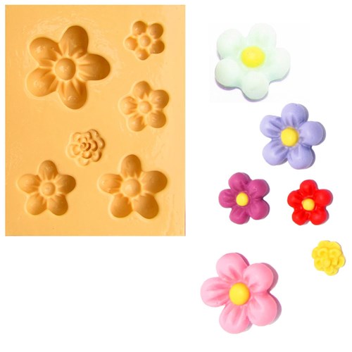 Molde de Silicone para Biscuit Casa da Arte - Modelo: Kit de Flores Grande 702