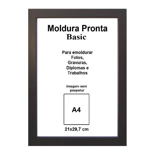 Moldura Pronta 21x29,7 Basic Preta Casa Castro