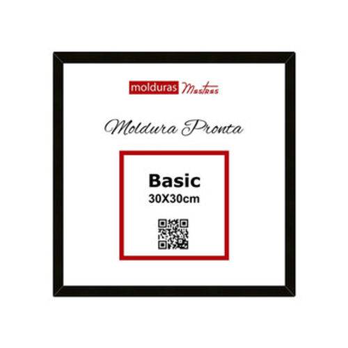 Moldura Pronta Basic 30x30cm Preto C/Vidro Anti Reflexo - Premium