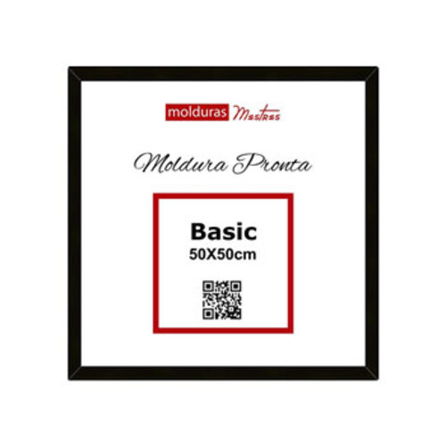 Moldura Pronta Basic 50x50cm Preto C/Vidro Anti Reflexo - Premium