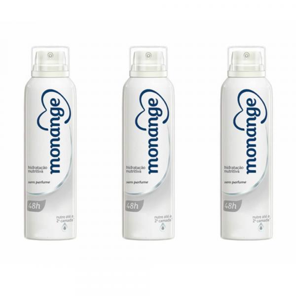 Monange S/ Perfume Desodorante Aerosol 48h 90g (Kit C/03)