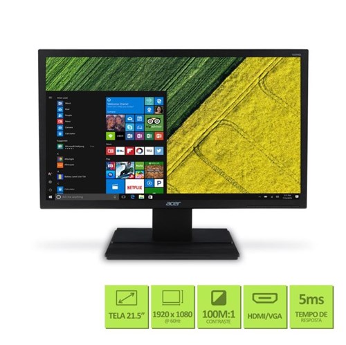 Monitor Acer 21.5" Full Hd (1920 X 1080) 60Hz 5Ms Dvi Hdmi V226Hql