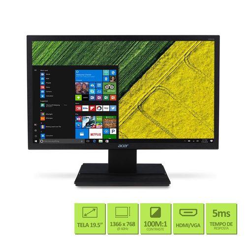 Tudo sobre 'Monitor Acer LCD Widescreen 19.5´ Hdm, Vga 5 Ms, HD, V206hql'