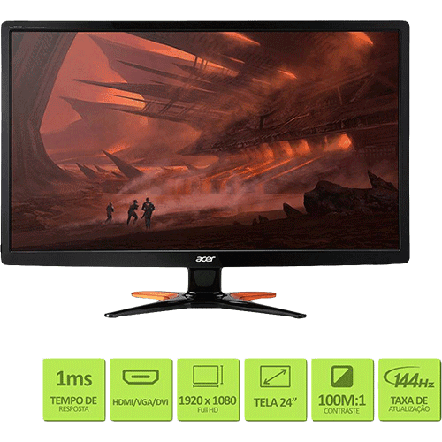 Tudo sobre 'Monitor Gamer LED 24" 1ms 144hz Widescreen GN246HL - Acer'