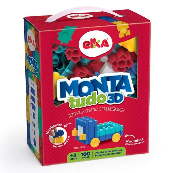 Monta Tudo 3d - Caixa com 100 Peças - Elka