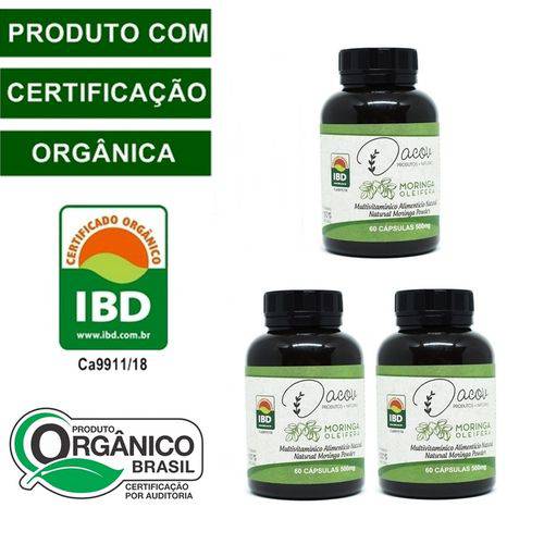 Moringa Oleifera Capsulas (Kit com 03 Potes) - 100% Natural - Produto Orgânico