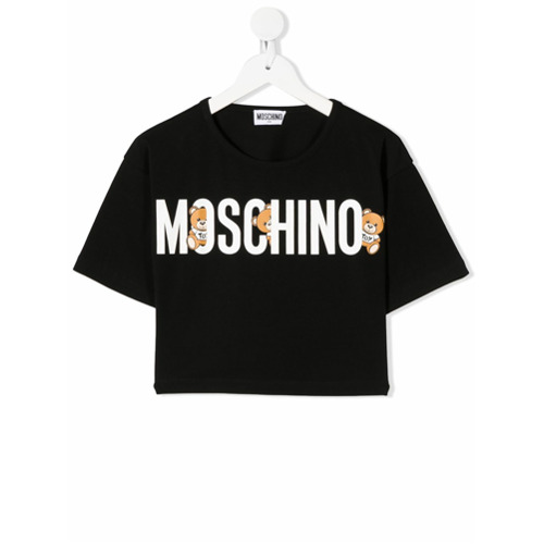 Moschino Kids Camiseta Cropped com Logo - Preto