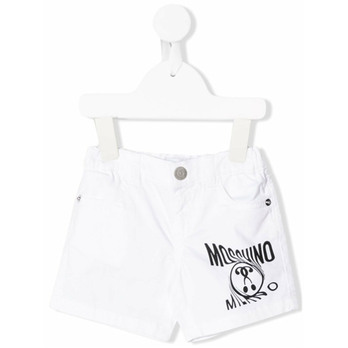 Moschino Kids Short Jeans com Logo - Branco
