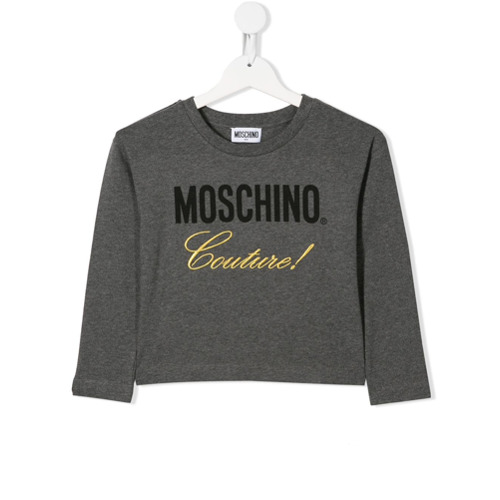 Moschino Kids Suéter com Logo Contrastante - Cinza