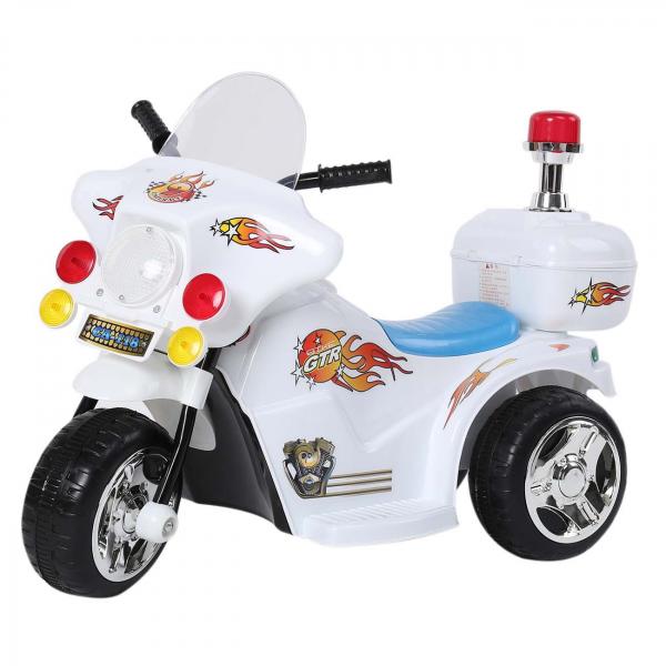 Moto Elétrica Infantil Branca com Luzes Efeitos Sonoros 6V Certificado Inmetro - Iw