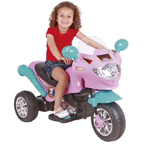 Moto Elétrica Infantil Homeplay Speed Chopper 6V Rosa e Turquesa