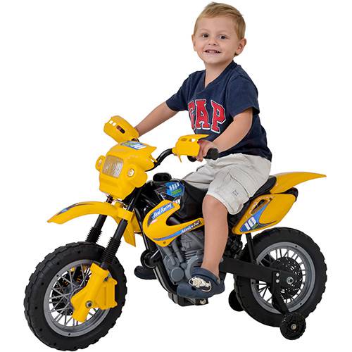 Moto Elétrica Infantil Motocross Amarela - Homeplay