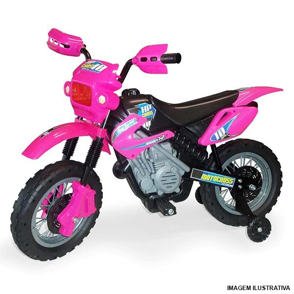 Moto Elétrica Infantil Motocross Rosa 242 - Homeplay