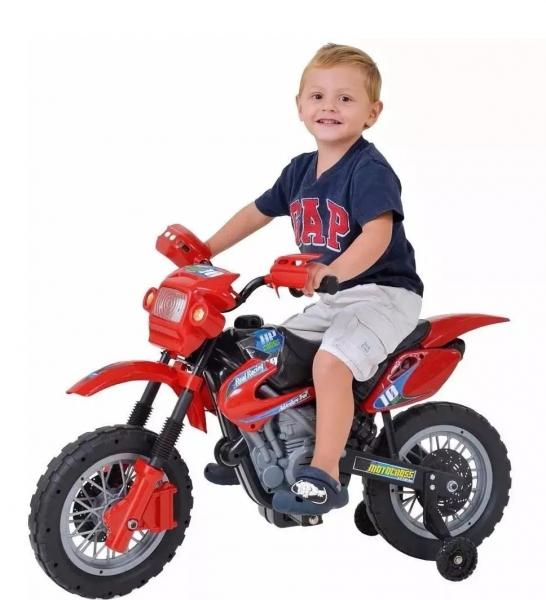 Moto Eletrica Infantil Menino Motocross Vermelho - Homeplay