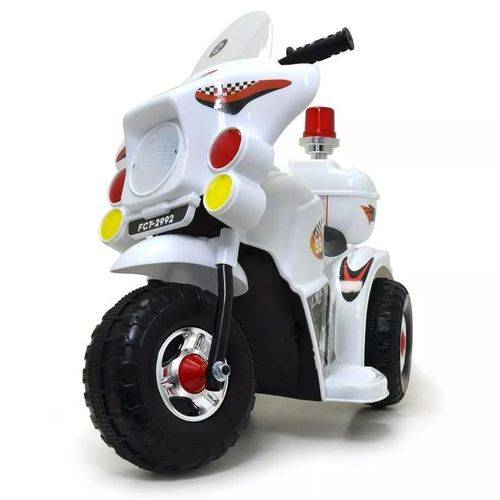 Moto Elétrica Infantil Triciclo Policial 2 a 4 Anos Menino Menina com Luzes Som