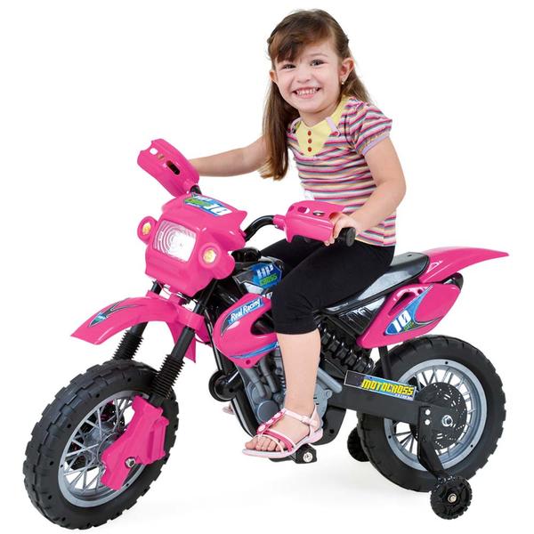 Moto Elétrica Motocross Rosa Homeplay