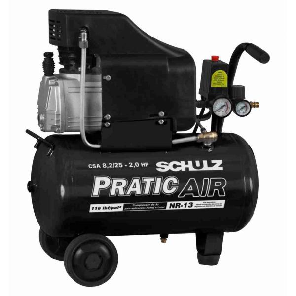 Motocompressor CSA8.2/25 25 Litros - 127V 2HP Monofásico - Lubrificado a Óleo - Pratic Air - 915.0373-0 - Schulz