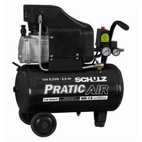 Motocompressor CSA8.2/25 25 Litros - 2HP Monofásico - Pratic Air - Lubrificado a Óleo - Schulz - 110V