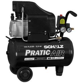 Motocompressor de Ar 8.2/25 Litros 2HP CSA-8,2/25L Pratic Air Schulz - 220V