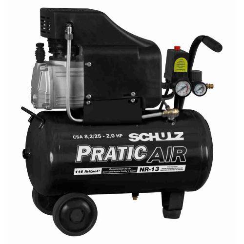 Motocompressor Pratic Air 8,2 Pés 25 Litros - Schulz 220v