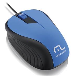 Mouse com Fio USB Emborrachado Azul e Preto MO226 Multilaser