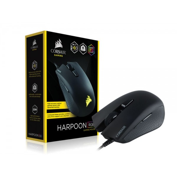 Tudo sobre 'Mouse Corsair Gaming Harpoon Black 6.000 Dpi Óptico (Rgb) - CH-9301011-NA'