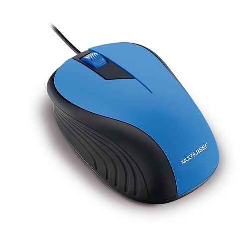 Mouse Emborrachado Azul e Preto com Fio USB Multilaser MO226