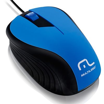 Mouse Emborrachado com Fio Usb MO226 Multilaser Azul e Preto