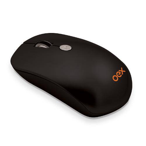 Mouse Flat Óptico Sem Fio 3 Botões + Scroll Sem Fio Preto - Oex