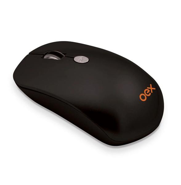 Mouse Flat Óptico Sem Fio 3 Botões + Scroll Sem Fio Preto - OEX