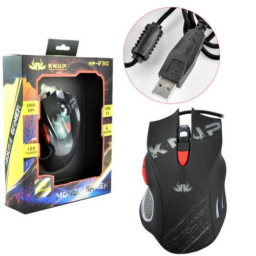 Mouse Gamer 6 Botões 2400dpi C/ Fio Ótico Kp-v30 USB Multicolor