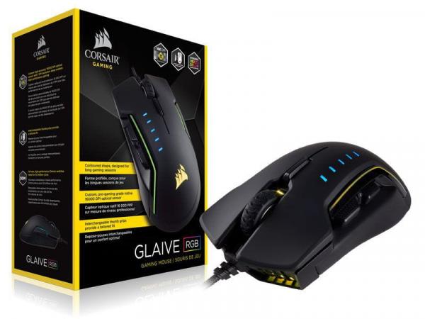 Mouse Gamer com Fio Corsair Ch-9302011-na Glaive Rgb 16000 Dpi Optico Laser Preto