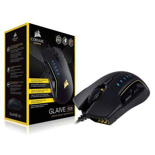 Mouse Gamer Corsair Glaive Optico 16000dpi Rgb Preto