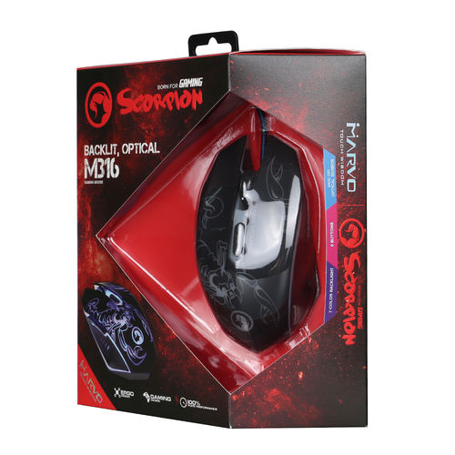 Mouse Gamer Marvo M316 USB 2400dpi 6 Botões