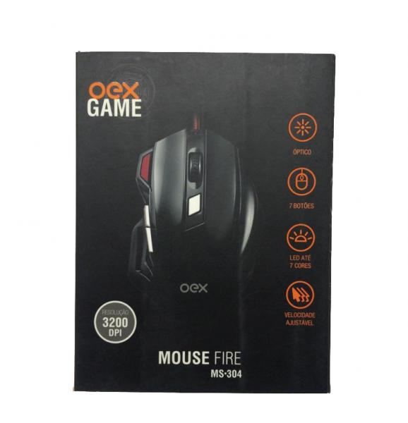 Mouse Gamer OEX Fire Ms304 Preto