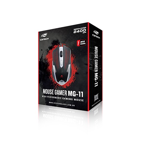 Mouse Gamer Óptico USB 6 Botões MG-11BSI 2400DPI - C3 Tech - C3 Tech