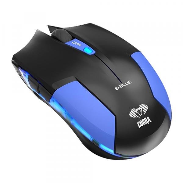 Mouse Gamer USB 1600DPI Cobra Type-M Preto/Azul - E-Blue