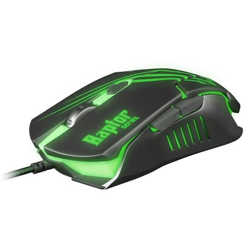 Tudo sobre 'Mouse Gamer USB Raptor OM801 Fortrek Preto/Verde'
