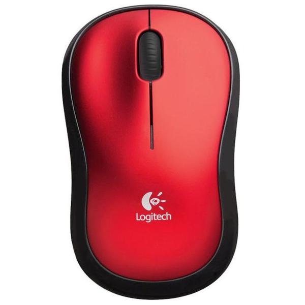 Mouse Mini Óptico Logitech Wireless M185 - Vermelho, Sem Fio