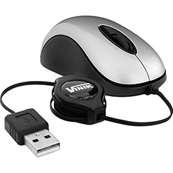 Mouse Mini Óptico USB Retrátil Prata Mm10 Vinik