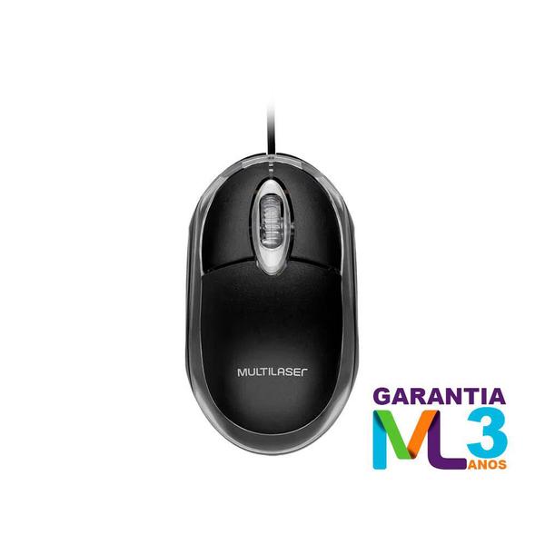Mouse Multilaser Classic USB 1200DPI Preto MO179