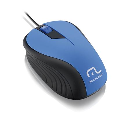 Mouse Multilaser Emborrachado Azul e Preto com Fio USB - MO226 MO226