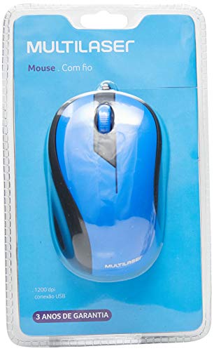 Mouse Multilaser Emborrachado Azul e Preto com Fio Usb - MO226