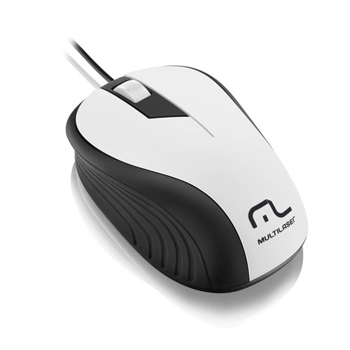 Mouse Multilaser Emborrachado Branco com Fio USB - MO224