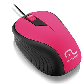 Mouse Multilaser Emborrachado USB MO223 - Preto/Rosa
